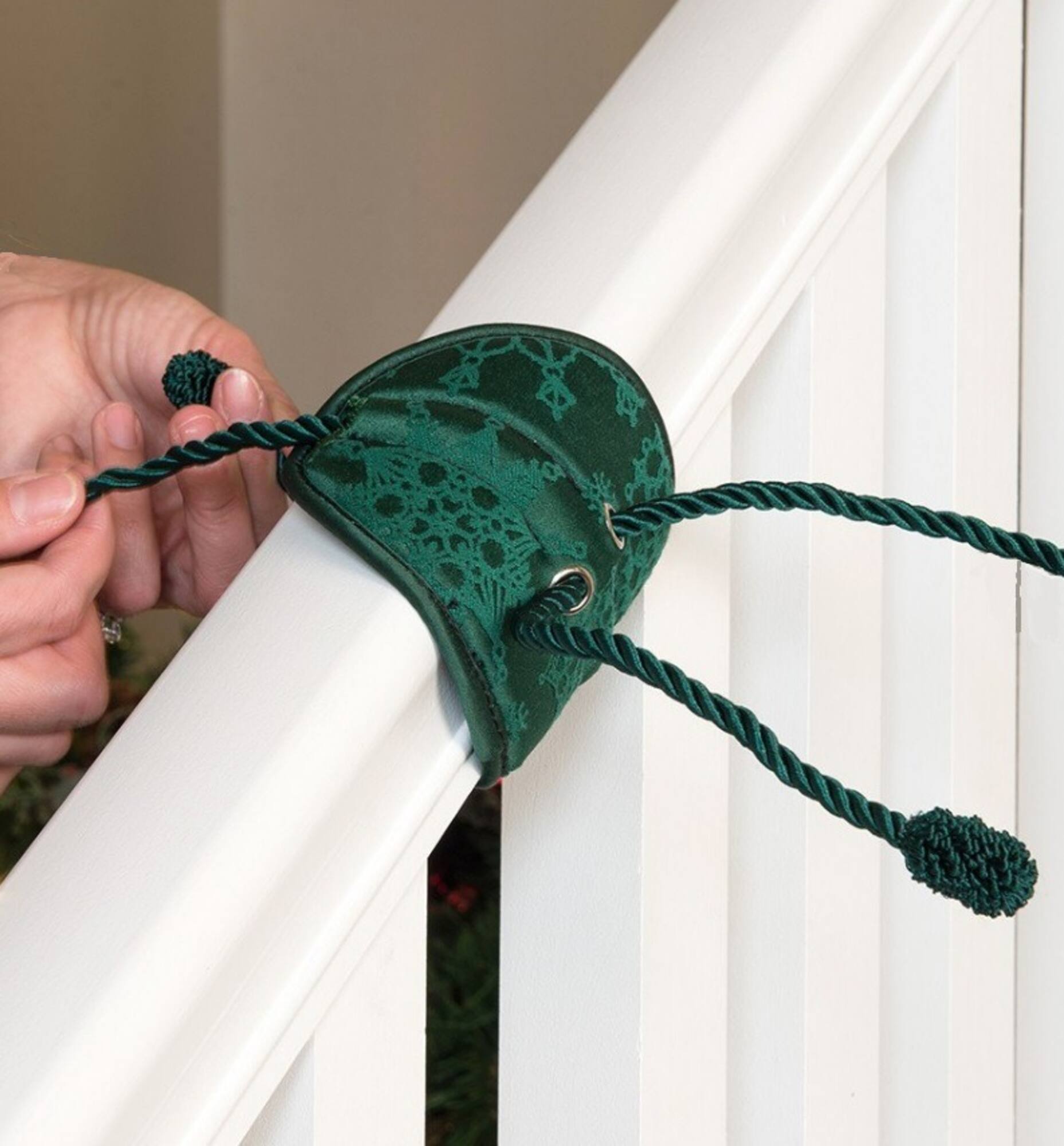 7.25" Snowflakes Patterned Banister Protecting Christmas Garland Ties, 3ct.